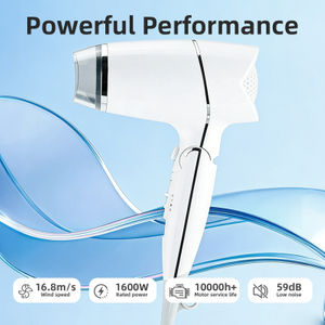 Secador de pelo plegable profesional con tecnolog&iacute;a de iones negativos y mango plegable compacto
