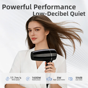 Secador de pelo de viaje plegable C180 con potencia de 1600 W y bajo nivel de ruido